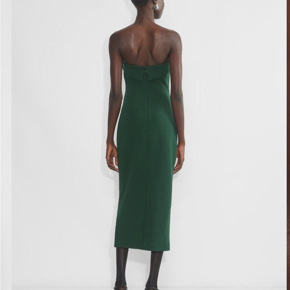 Aritzia Green Ribbed Strapless Sheath Dress - Picture 2 of 8